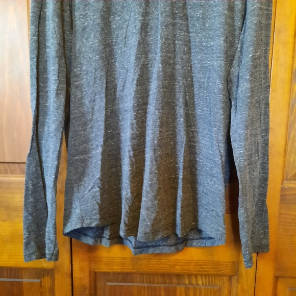 Buck Mason 100% Cotton Curved Hem Tee Black Marled Long Sleeve T-shirt Size L - Picture 3 of 10